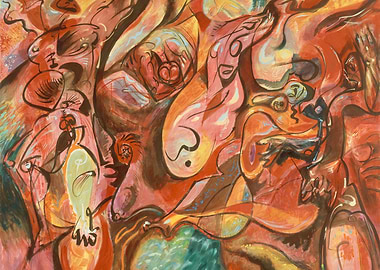 andre masson Abstract Figures in Red and Orange