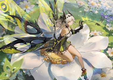 Anime Girl on Giant Flower