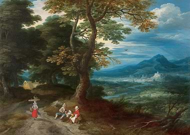 Pastoral Landscape with Travelers