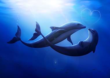 Two Dolphins in Love