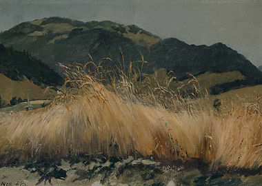Wheat Field with Mountains