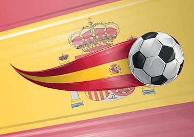 Spain Soccer Flag and Ball