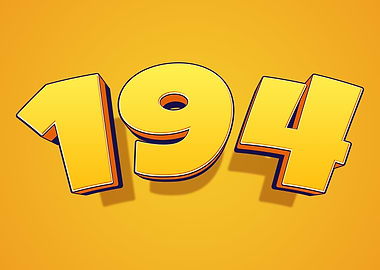 Number 194 in 3D Yellow Font