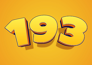 Yellow 3D Number 193
