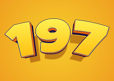 Number 197 in 3D Yellow Font