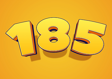 Yellow 3D Numbers 185