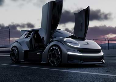Futuristic Car with Scissor Doors