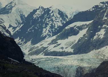 Majestic Glacier in a Mountain Valley