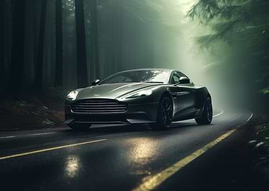 Luxury car in the forest