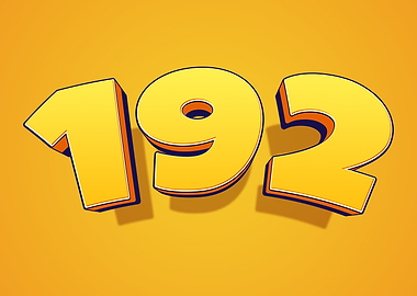 Yellow 3D Number 192