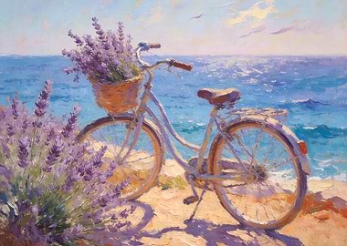 Bicycle with Lavender by the Sea