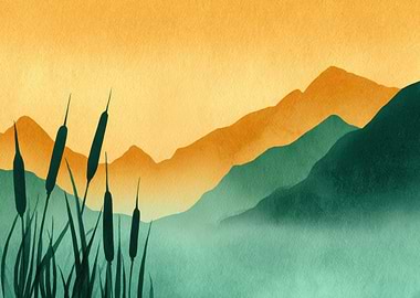 Misty Mountain Sunset