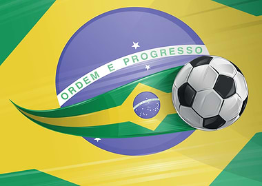 Brazil Flag with Soccer Ball