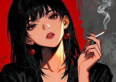 Anime Girl Smoking Cigarette