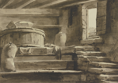 Interior of a Rustic Mill