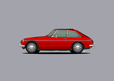 MGB GT Classic Car Illustration
