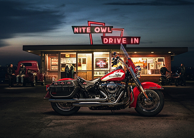 Harley Davidson at Nite Owl Drive-In