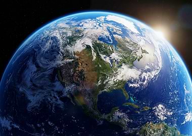 Earth from Space with Sunrise