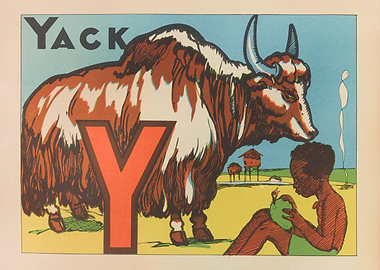 Yak and Child with Letter Y