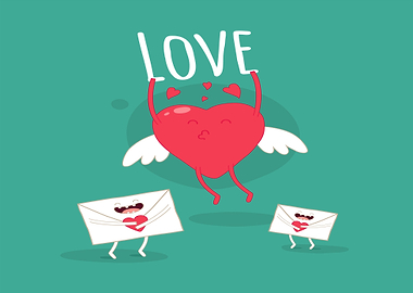 Heart Character Love Letters