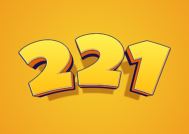 3D Yellow Numbers 221