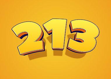 Yellow 3D Numbers 213