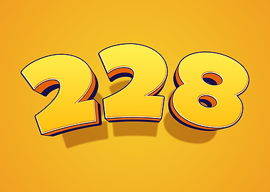 Number 228 in 3D Yellow Style