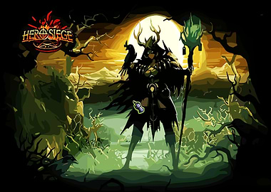 Hero Siege Witch with Staff and Raven