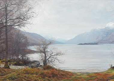 Misty Mountain Lake Landscape