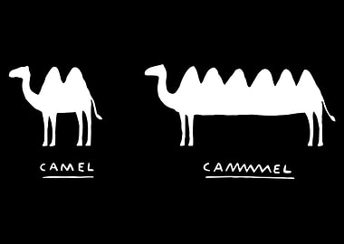 Camel vs Cammmel Poster, Funny Minimalist Animal Wall Art, Graphic Black & White Print