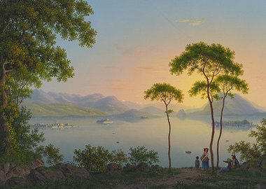 Serene Lake Landscape with Figures