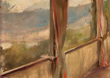 Impressionistic Landscape Through Curtains