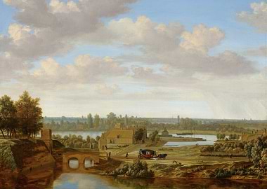 Pastoral Landscape with River and Carriage