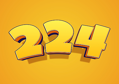 3D Yellow Numbers 224