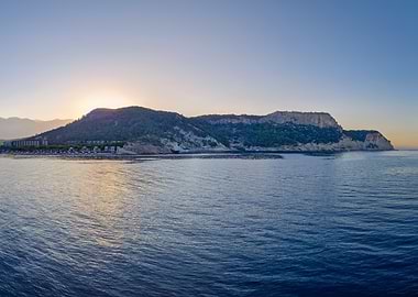 Coastal resort at sunrise