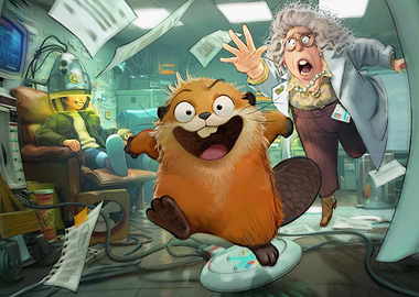 Scientist Chases a Beaver in a Lab