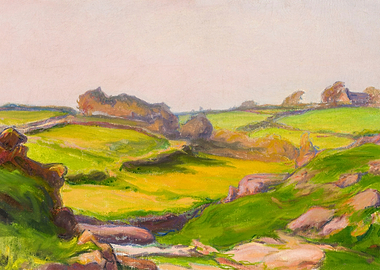 Pastel Landscape of Rolling Hills