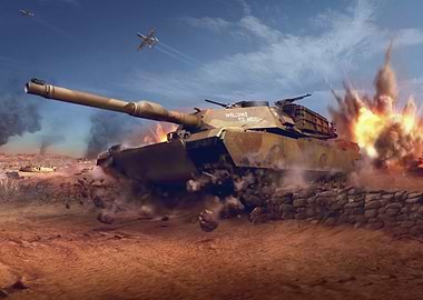 Tank in Desert Combat