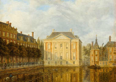 Palace on a Canal with Horse and Rider