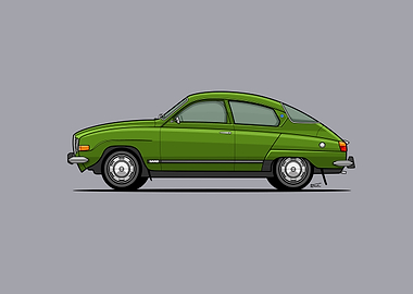 Saab 96 Side profile Illustration