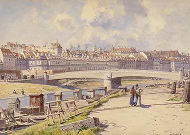 Cityscape with Bridge and River