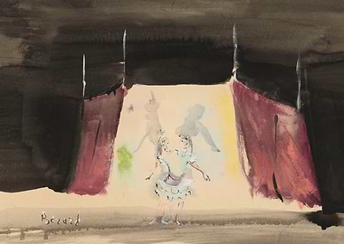 Ballet Dancer on Stage with Shadows