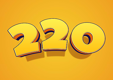 3D Yellow Numbers 220