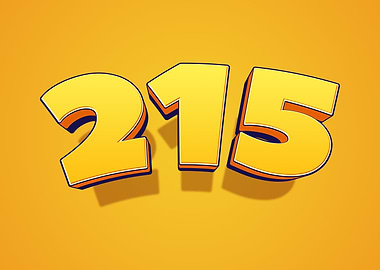 Number 215 in 3D Yellow Font
