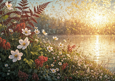 Sunlit Riverside Garden