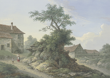 Pastoral Scene with Figures and Buildings