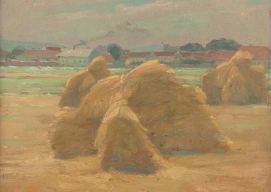 Haystacks in a Rural Landscape