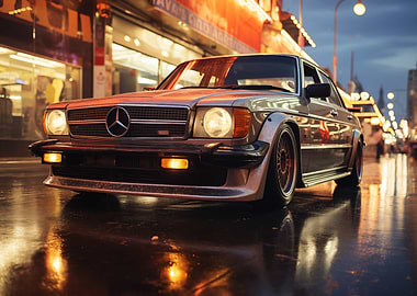 Modified Mercedes at Night