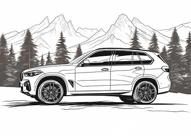 SUV in a Mountain Landscape
