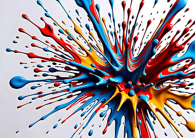 3d Vibrant Paint Splatter Explosion on white background